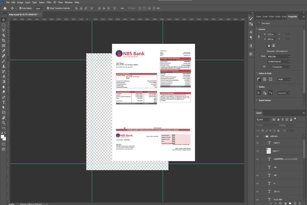 Modèle Word et PDF de relevé hypothécaire de la Banque NBS du Malawi template